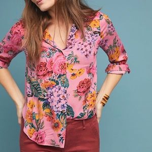 Maeve Fuschia Floral Blouse from Anthropologie M